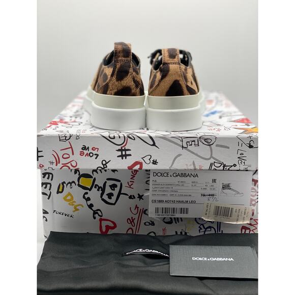 Dolce & Gabbana Leopard-Print Portofino Low-Top Sneakers sz. 38.5 EU (8.5 US) - Picture 9 of 11